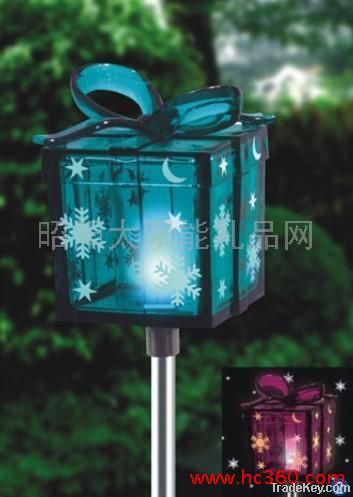 The solar lamp with Christmas box edge of insert plane