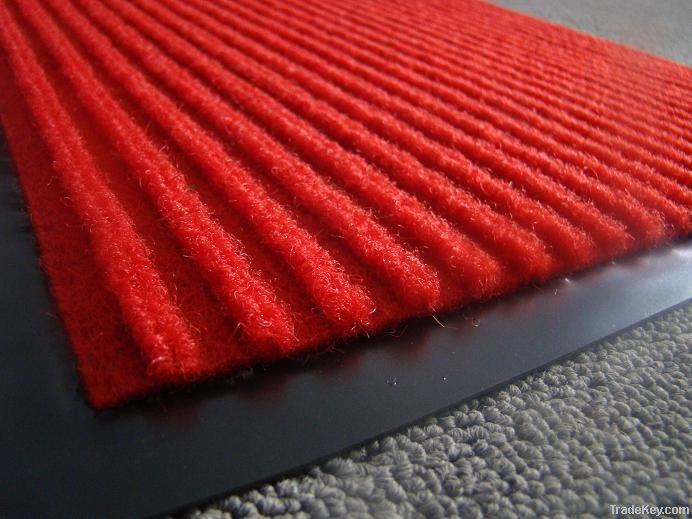 Polyester surface Ribbed door mat with PVC backing