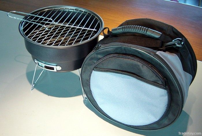 Round Charcoal BBQ Grill with Cooler Bag
