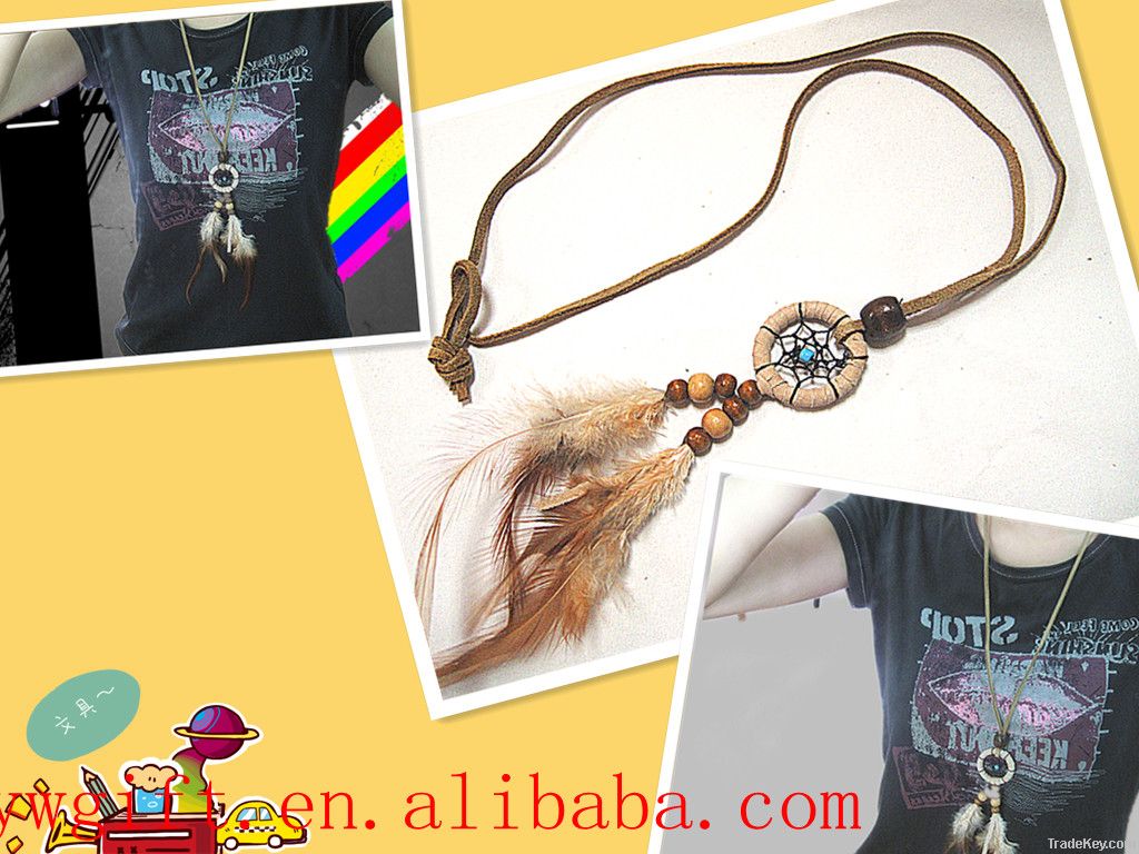 handmade national minority chicken feather necklace