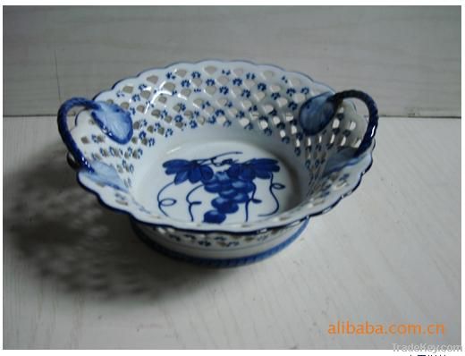 Blue and white porcelain, Chinese ceramics, sculpture, fruit plate, lu