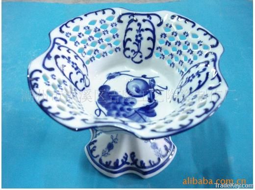 Blue and white porcelain, Chinese ceramics, sculpture, fruit plate, lu