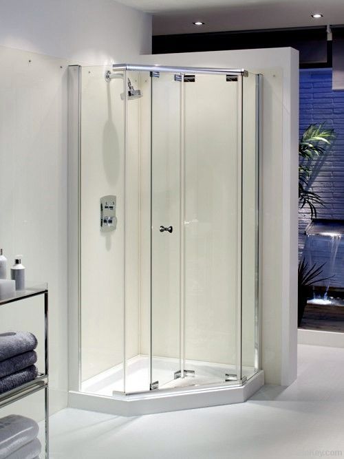 Yiju Egine Bi-Fold Pentagon Shower Enclosure Shower Room