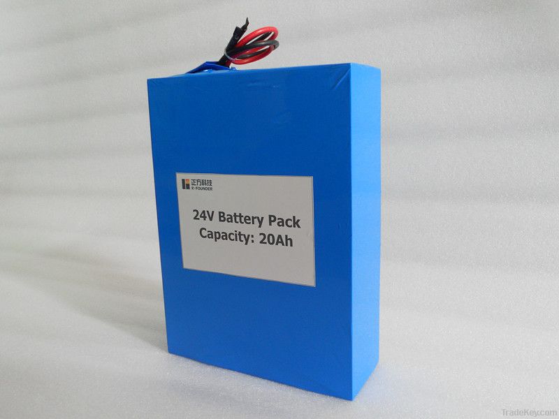 24V/20AH lithium-ion rechargeable battery pack for solar panel