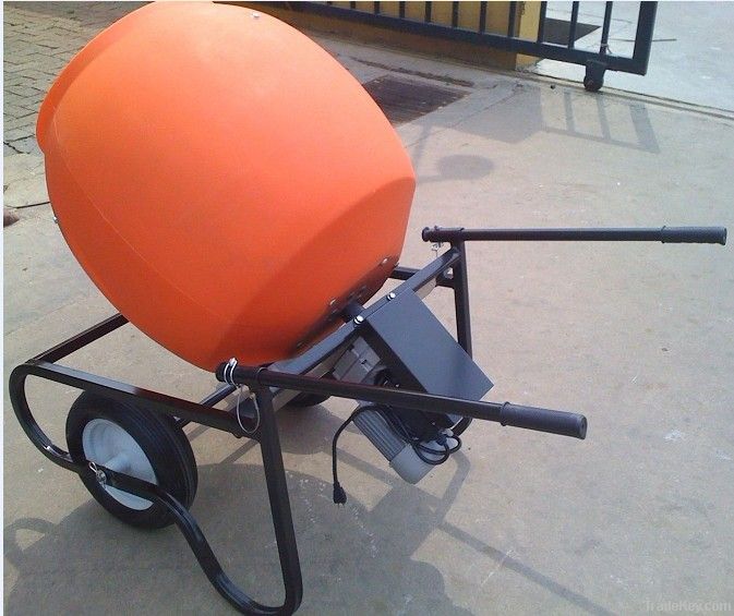 6cuft wheelbarrow style concrete mixer with poly drum