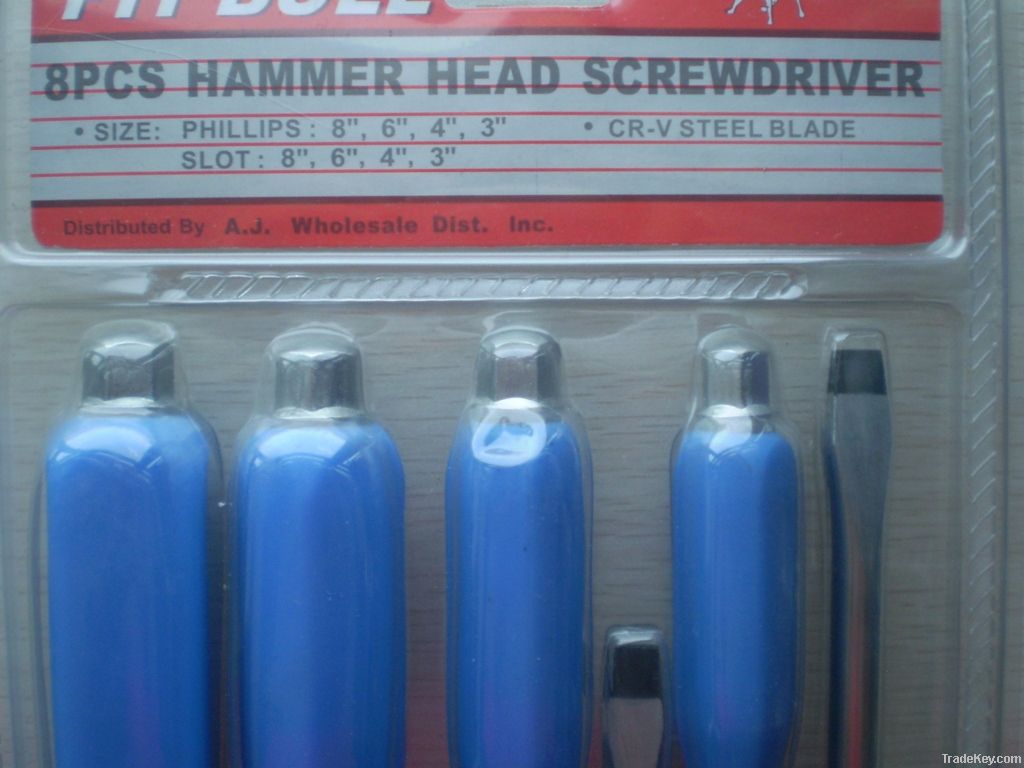 8pc hammer head screwdriver set