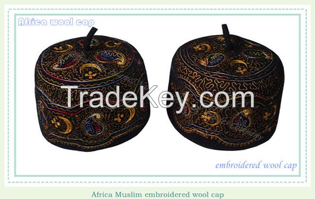 Africa Muslim embroidered wool cap Handmade embroidery Boutique cap