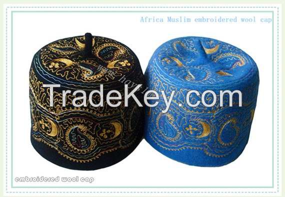 Africa Muslim embroidered wool cap Handmade embroidery Boutique cap