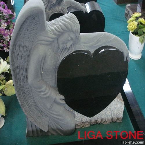 Granite Tombstone, Stone Headstone, Angel Black Granite Tombstone
