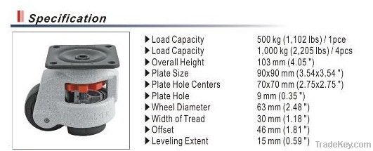 leveling adjustable awivel heavy duty caster