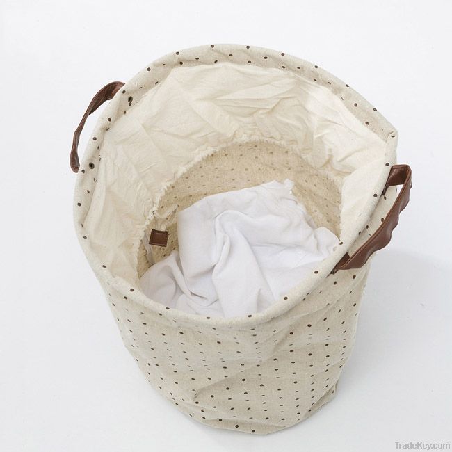 Natural cotton fabric storage bucket laundry basket /camp bin