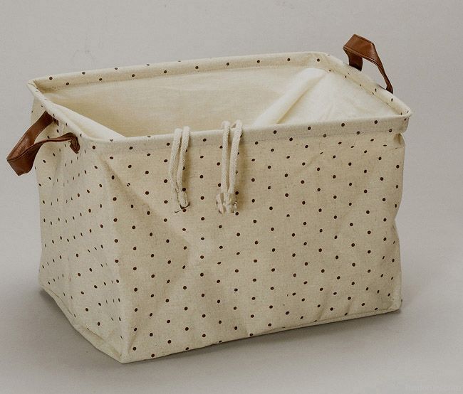 Natural cotton fabric storage laundry basket camp storage with dot