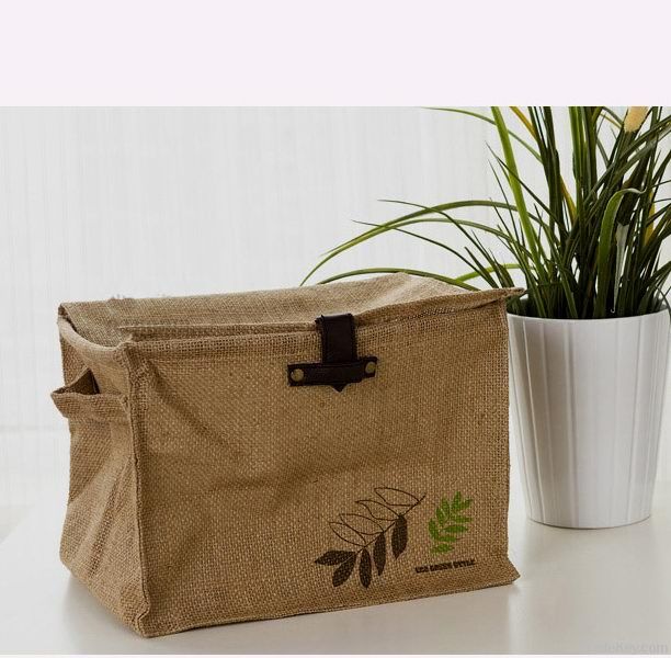 Natural grass fabric storage container box with cover/tool box