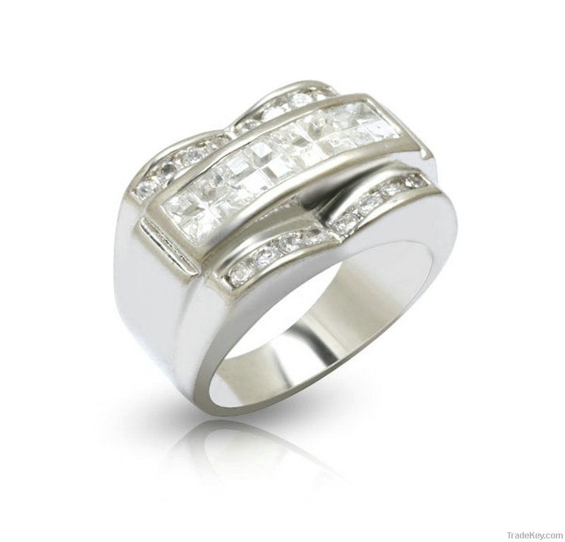Custom silver zircon ring