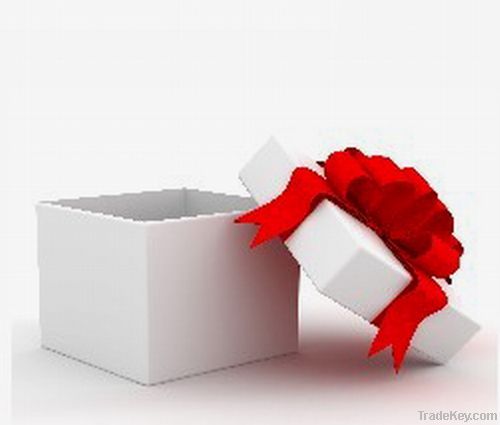 White gift box with reb ribbon