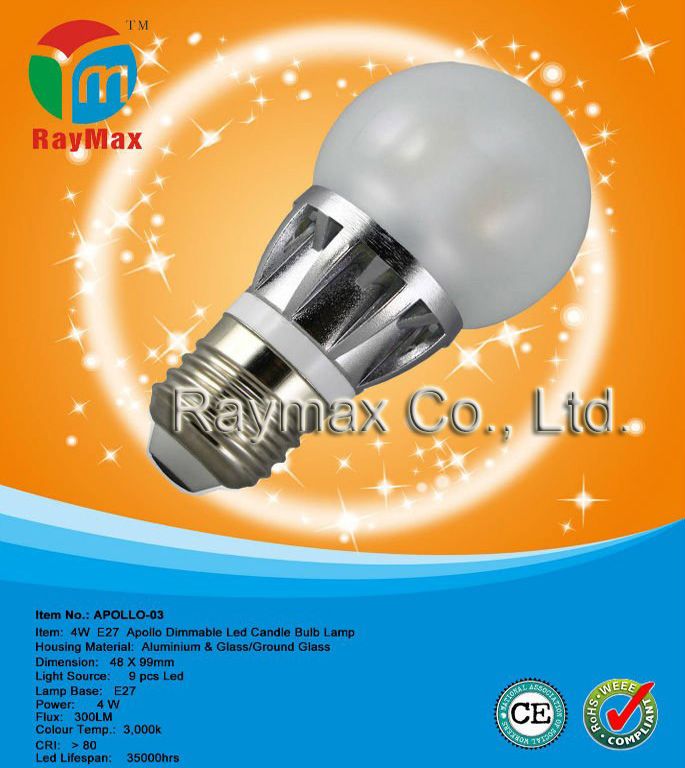 4w e27 led bulb, led light candle, led bulb housing