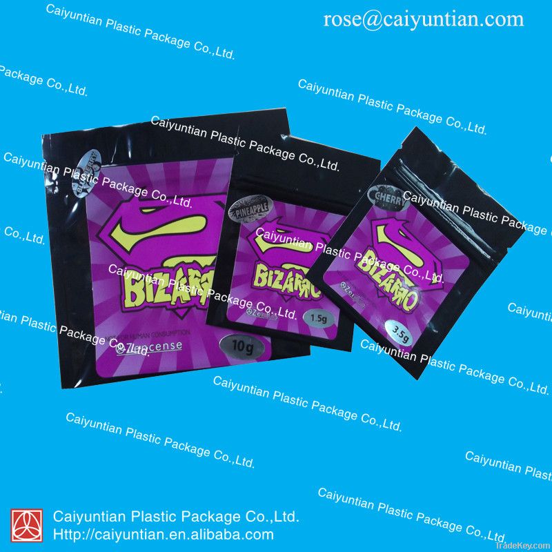 BIZARRO aluminum foil plastic bag with sticker/ziplock plastic bag