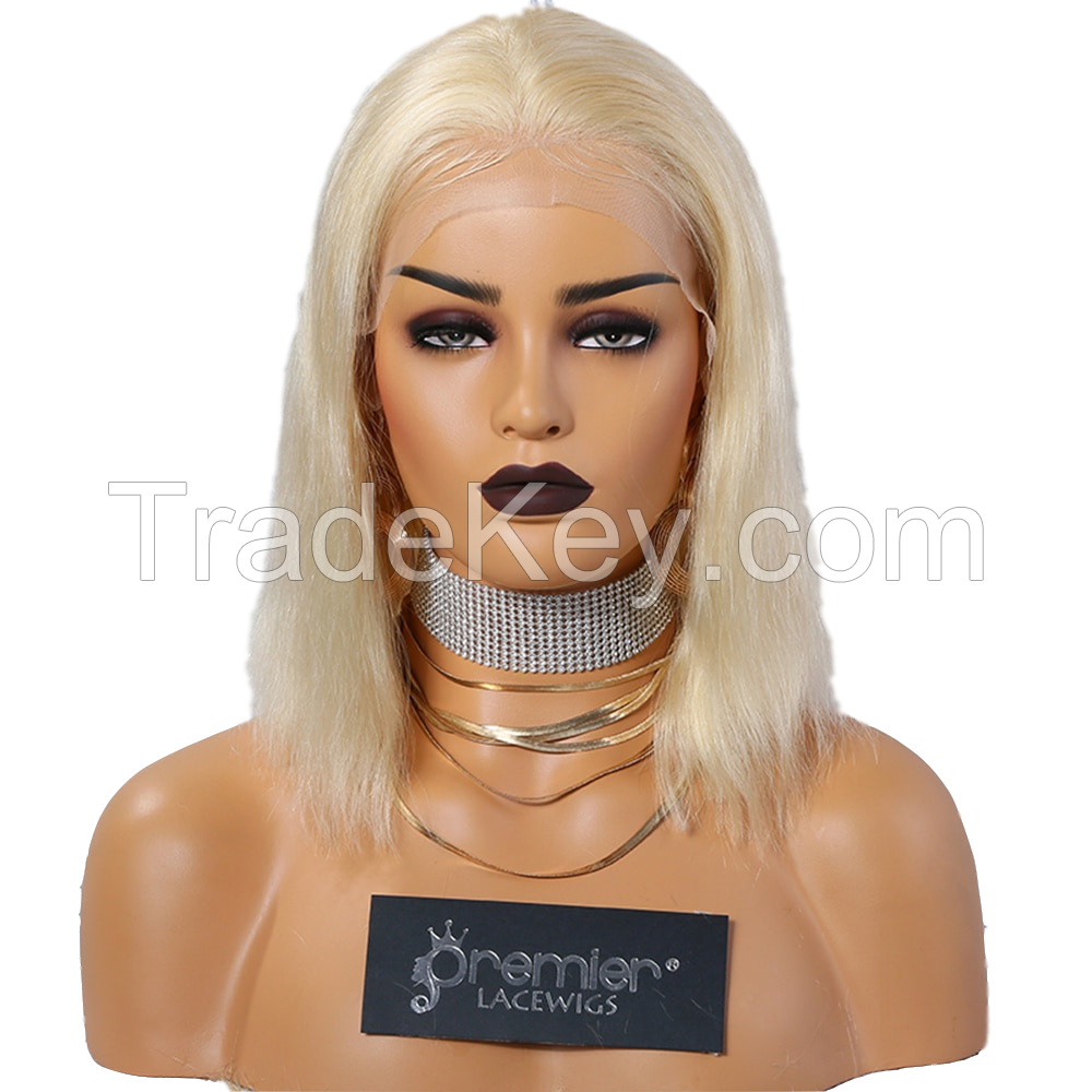 Premier Wholesale 613 blond human virgin cuticle aligned hair Bleached Knots transparent full lace wig