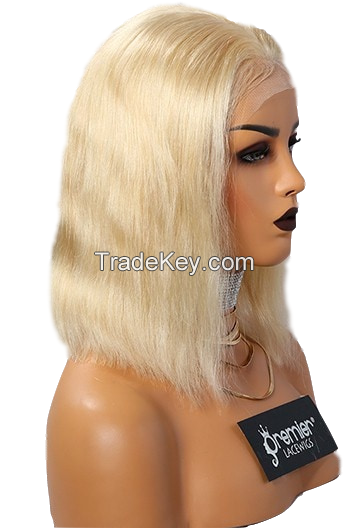 Premier Wholesale 613 blond human virgin cuticle aligned hair Bleached Knots transparent full lace wig