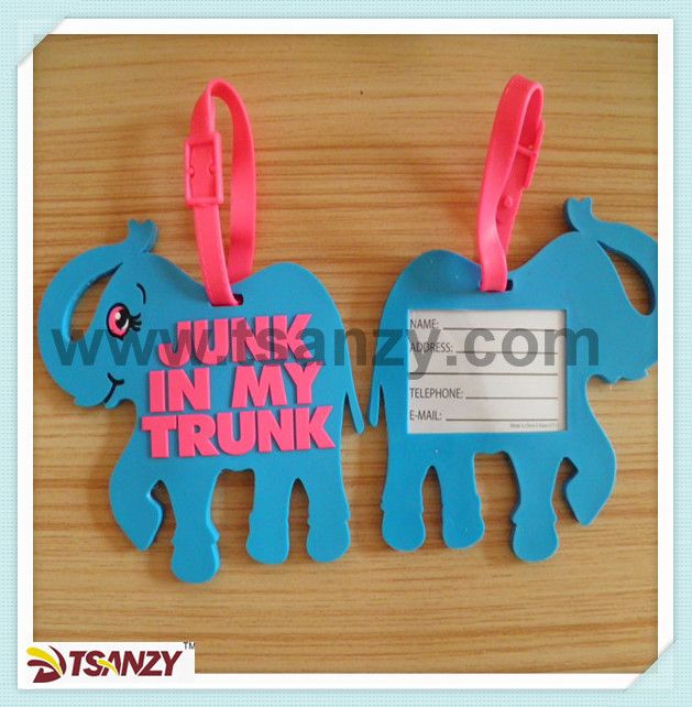 PVC 3D cartoon luggage tags/Elephants shaped baggage tags