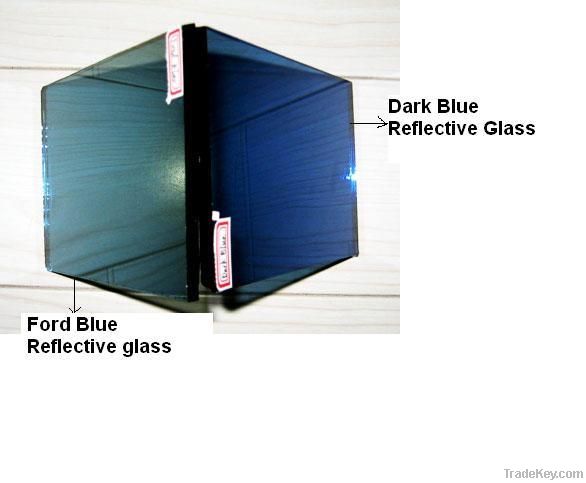 Dark blue reflective float glass