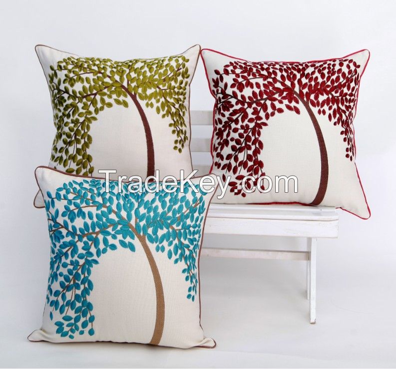 Linen cotton embroidery and print decorative pillow cover for home and living bed room decoration