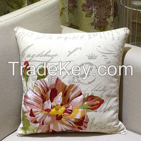Linen cotton embroidery and print decorative pillow cover for home and living bed room decoration