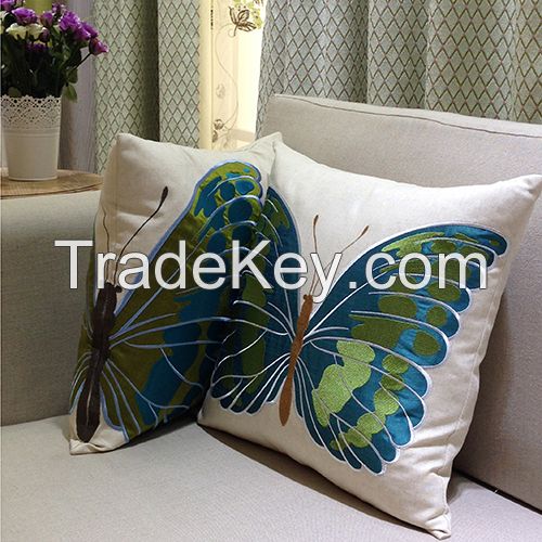 Linen cotton embroidery and print cushion cover for home and living bed room decoration