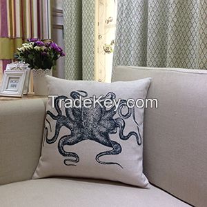 Linen cotton digital print screen print cushion cover for home and living bed room decoration
