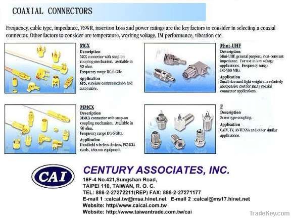MCX, MMCX, Mini-UHF, F type connector