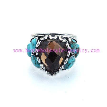 tribal design turquoise alloy ring