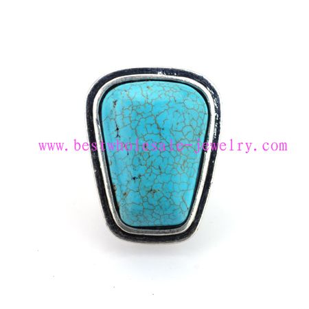 tribal design turquoise alloy ring