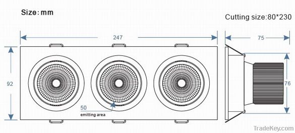 3*5W square COB LED downlight