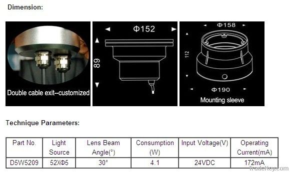 4.1W Low power LED Underwater Recessed Light