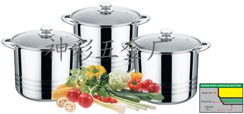 6pcs stainless steel capsuled bottom stock pot sets/cookware set