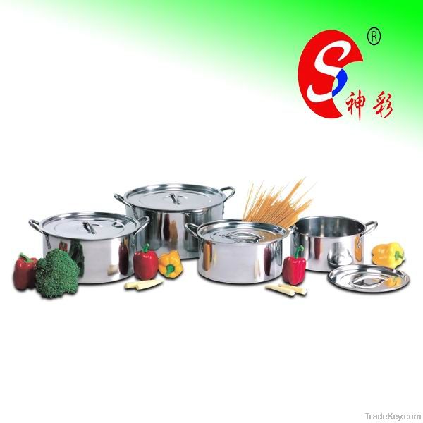 8pcs stainless steel shallow stock pot set with glass lid