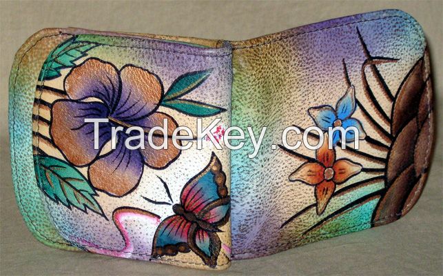 Front Coin Pocket Bi Fold Leather Wallet Purse