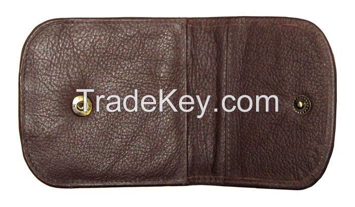 Front Coin Pocket Bi Fold Leather Wallet Purse