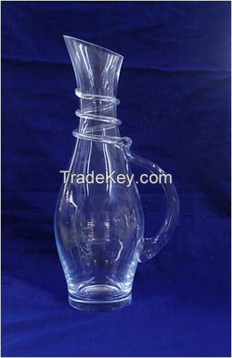 Glass decanter and dispenser, High quality glass cup dispenser with handle