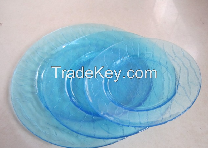 Handmade blue glass charger plates for event party &amp; wedding wholesale