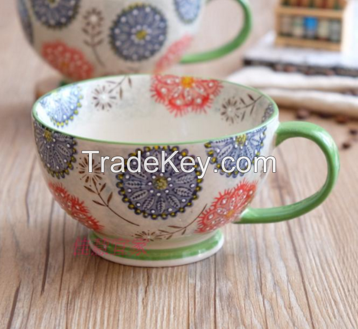 Decal Ceramic porcelain Soup mug cup
