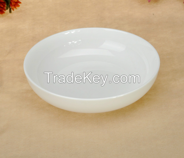 plain white porcelain soup plates, salad plates, pasta plates