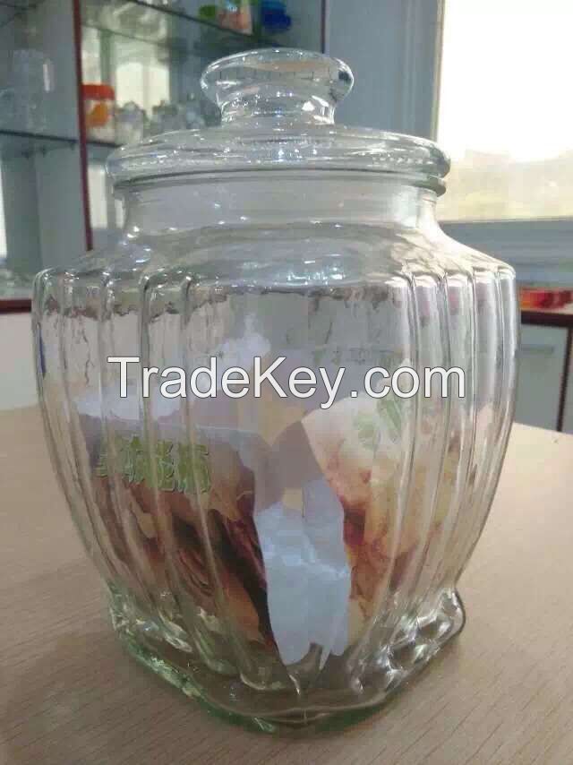 glass storage jar, glass candy jar for food, glass container with lid