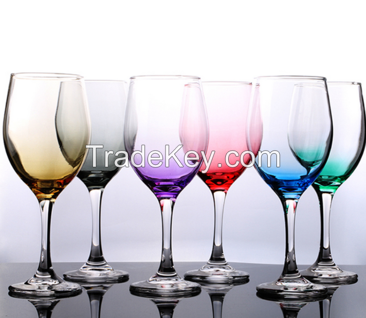 Wholesale customized colourful glass cup ,drinking goblet glass cup,colored glass goblet