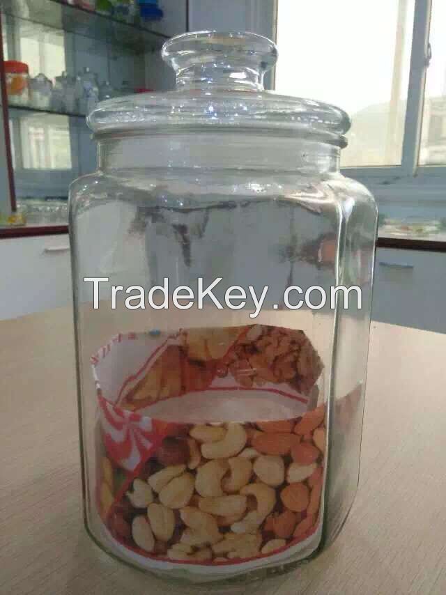 glass storage jar, glass candy jar for food, glass container with lid