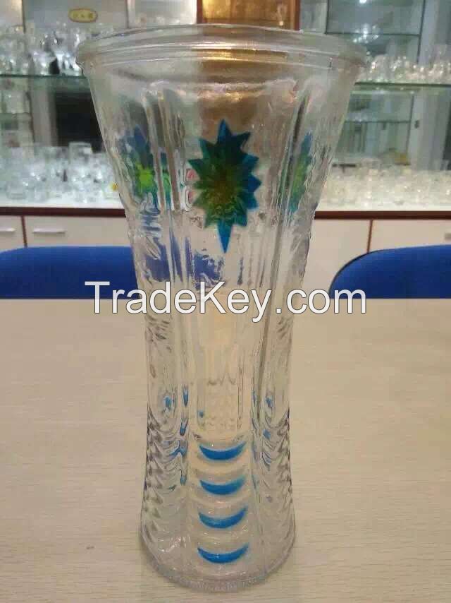 machine press colored round glass vase