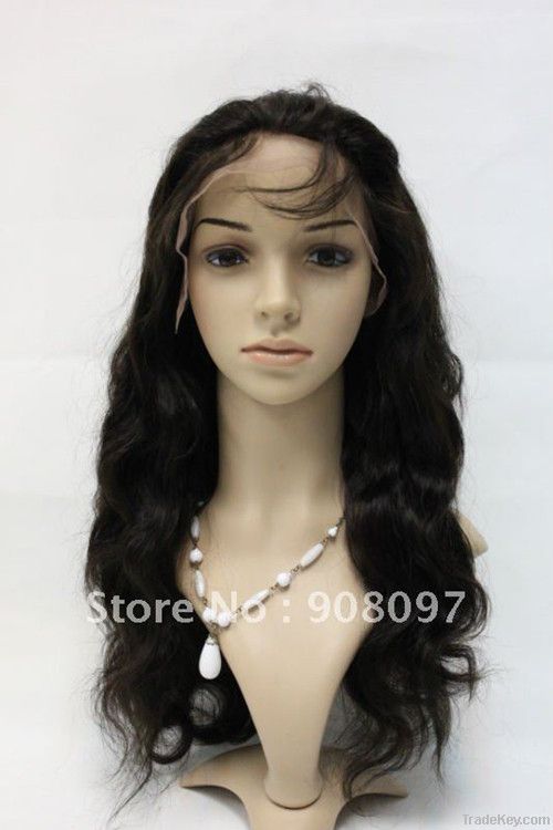 Hot sale! Indian remy human hair full lace wig, 22''/body wave/2#