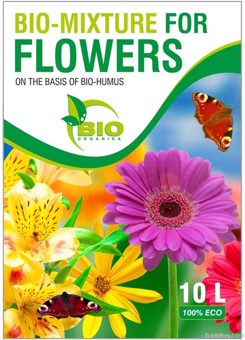 Bio-mixture for flowers on the basis of bio-humus