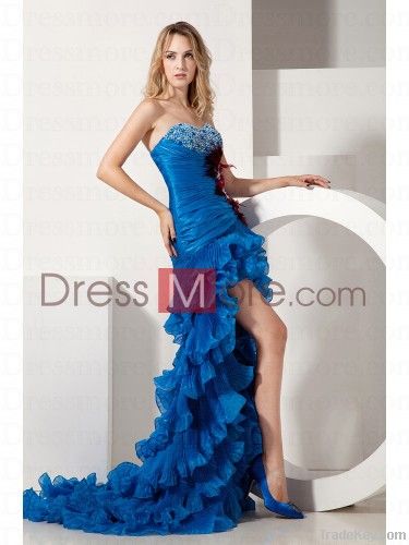 A-line Train Court Beading/Crystals/Layers/Ruched/party gown