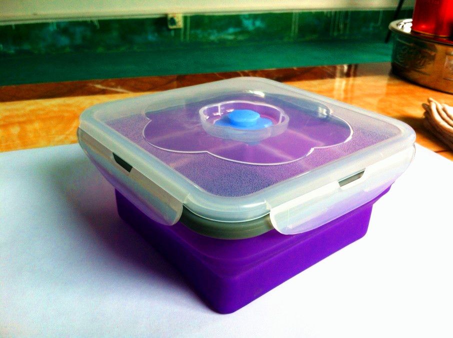 free shipping silicone lunch box fashion dinner box travel facility portable folding lunch box 